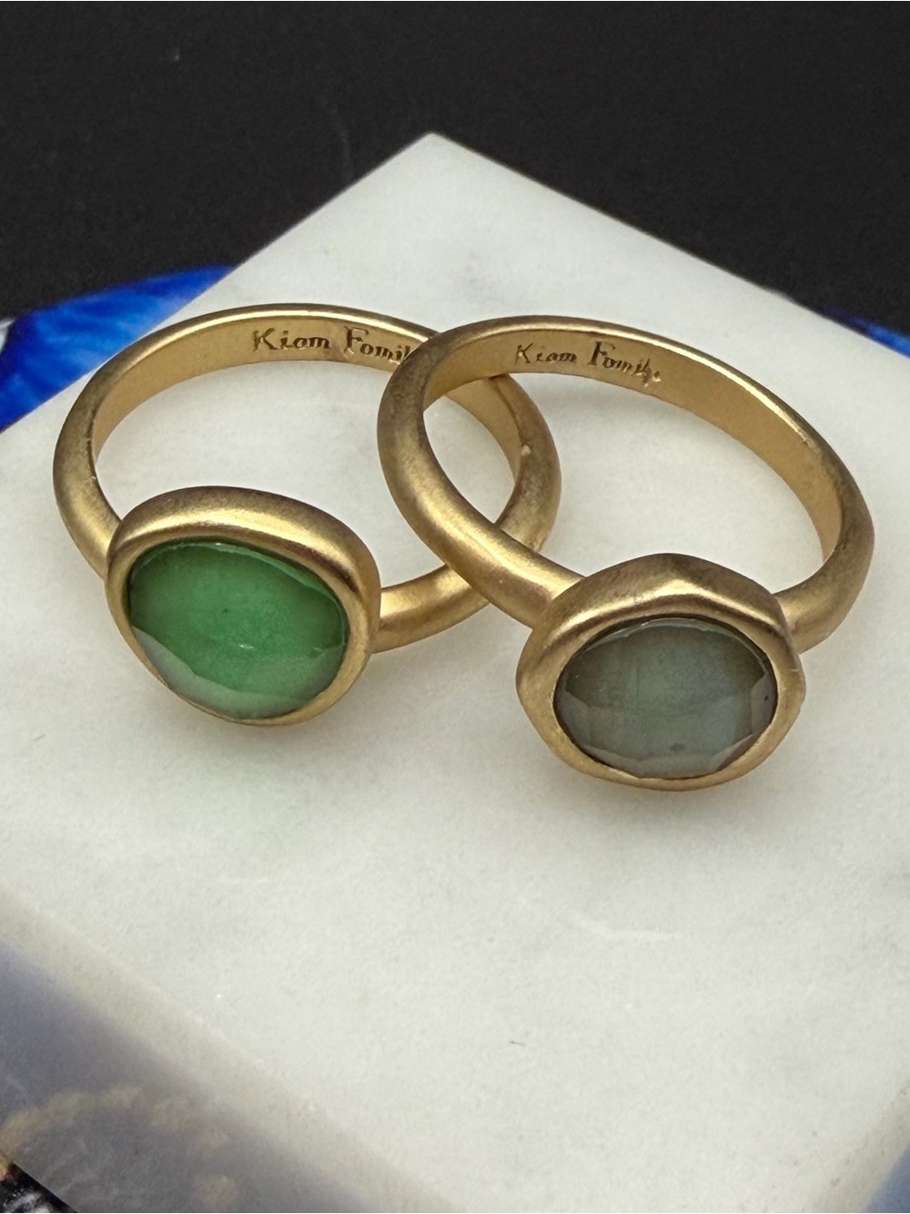 Lot of 2 Kiam Family family rings #588 gold tone ring size 9